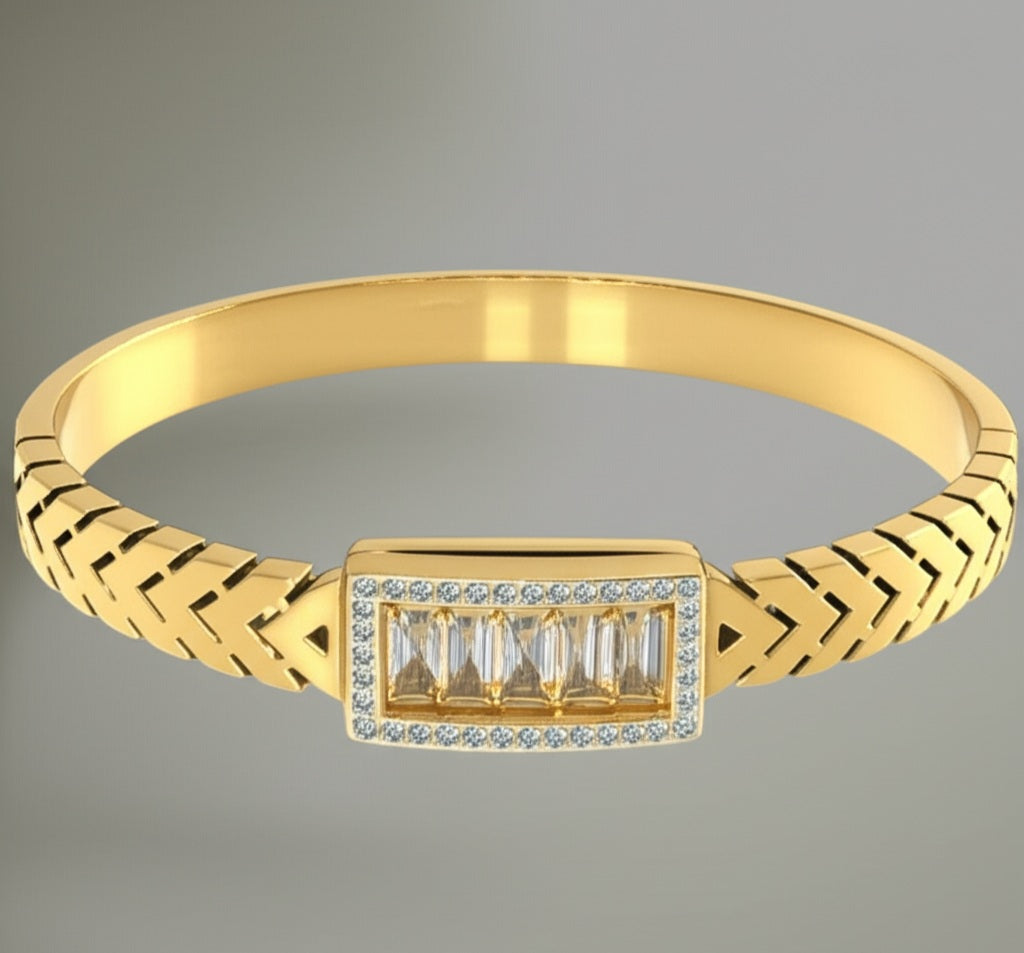 "Brillo Estructurado" - Brazalete geométrico con circonitas