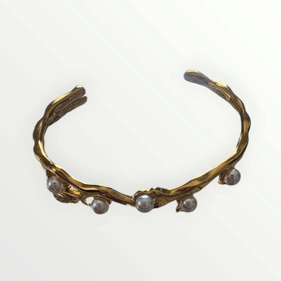 Brazalete de Acero Inoxidable con perlas