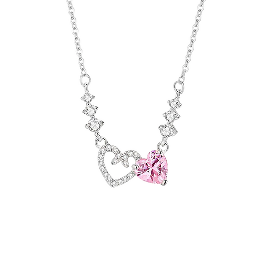 "Brilla para ti" - Collar con forma de corazón y baño de circonitas incrustadas
